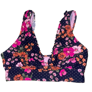 EUC Shade & Shore Floral Ruffle Bralette Bikini Top Size Small